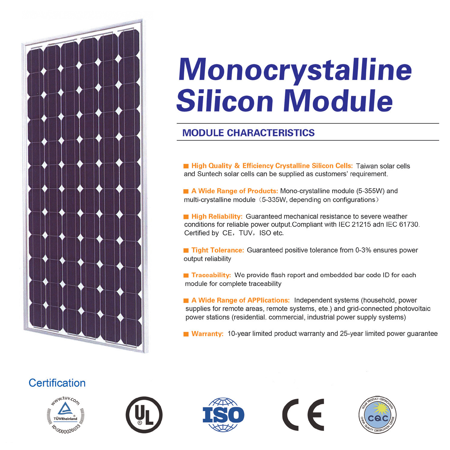 Solar cell 200W mono